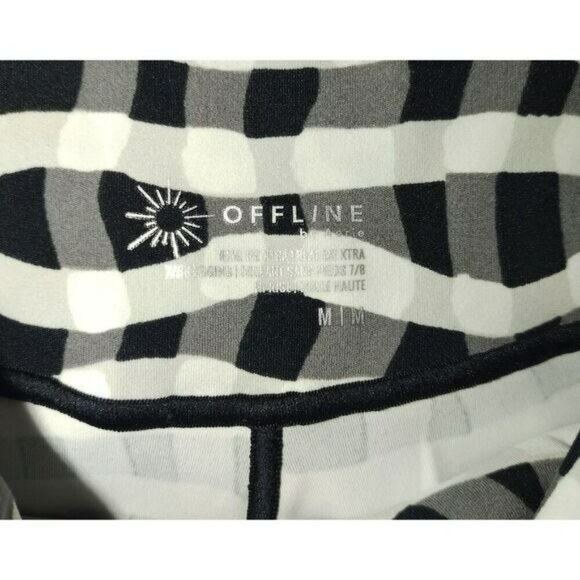 OFFLINE by Aerie Women’s Leggings M Black White Hi-Rise Checkered Stretch Y2K - Picture 6 of 7